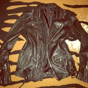 Black Leather Biker Style Vintage Jacket